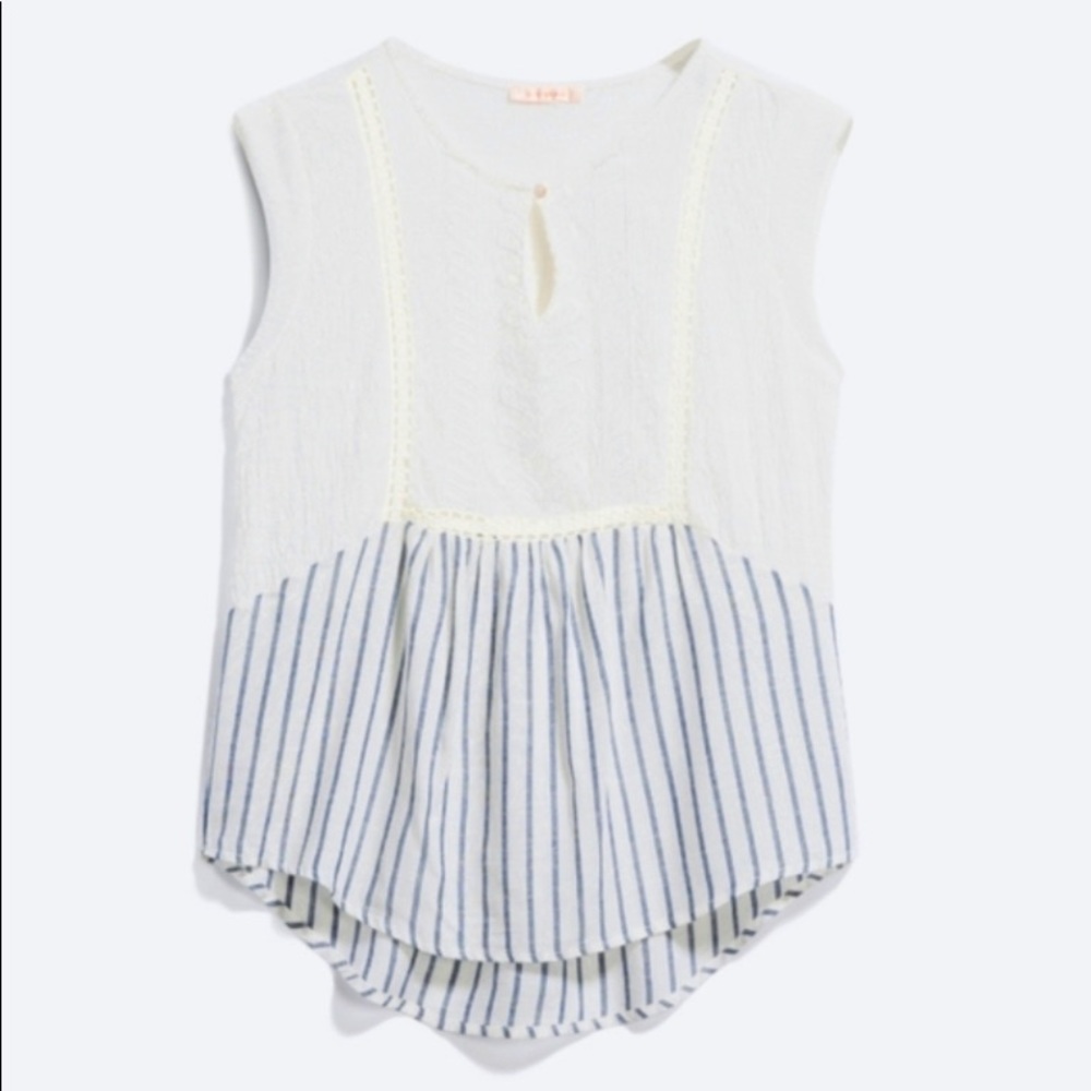 Feliciano Mixed Material Keyhole Top